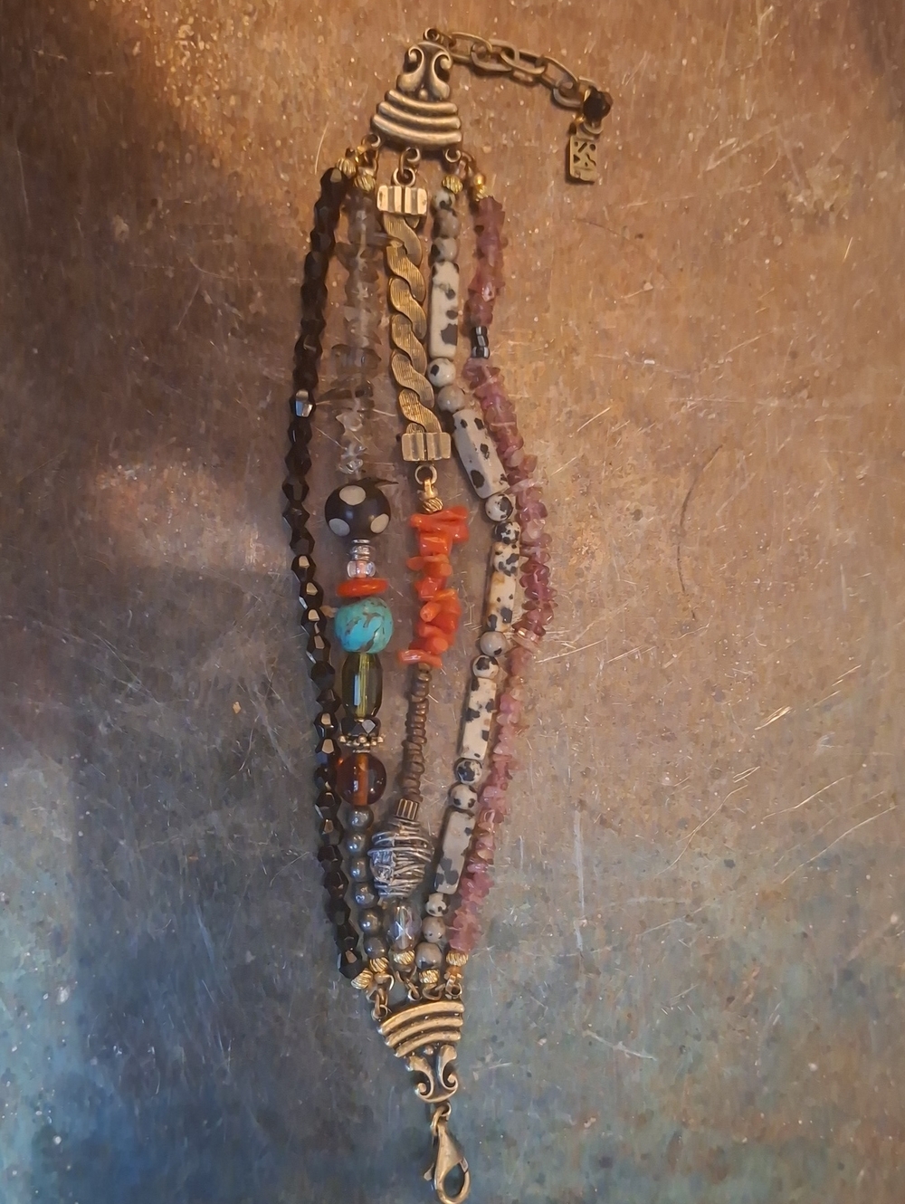 1980s Lucky Brand, 925 Sterling Multi Strand Bracelet